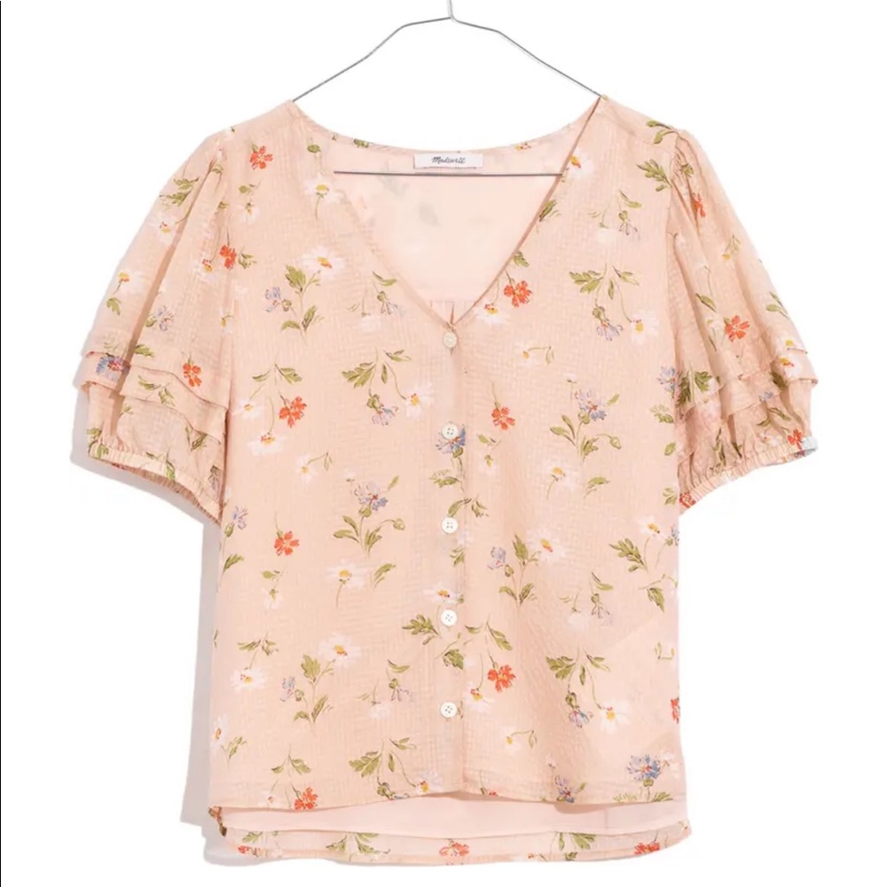 MADEWELL Pembroke Seaside Floral Silk Top Medium
